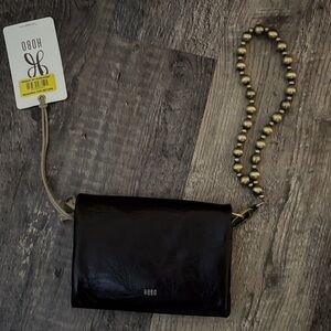 Hobo Black Leather Crossbody Bag nwt beaded handle